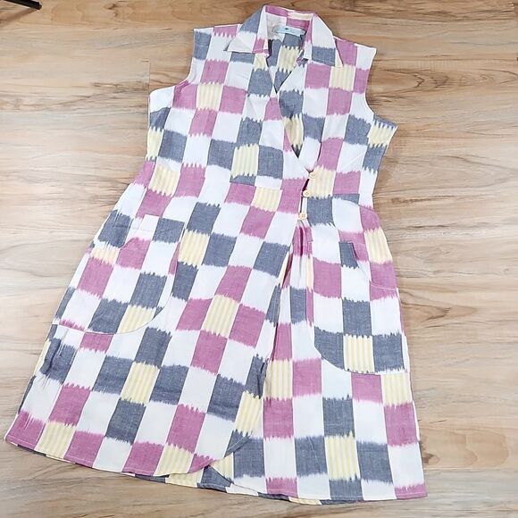 EUC Cotton Checkeredboard Passion Lilie Wrap Dress - Picture 1 of 8